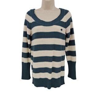 VTG Y2K Energie Sweater Women XL Striped fitted Preppy Elephant Logo 00s
